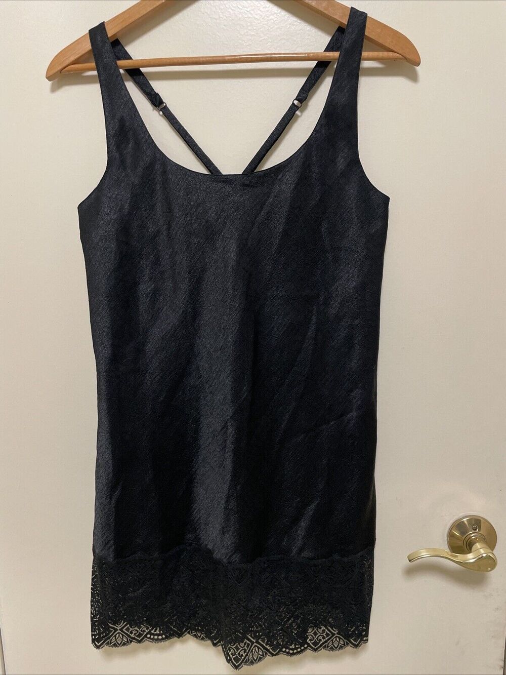 VTG Victoria’s Secret Gold Label Sexy Black Lace Short Nightgown Size M Spicy